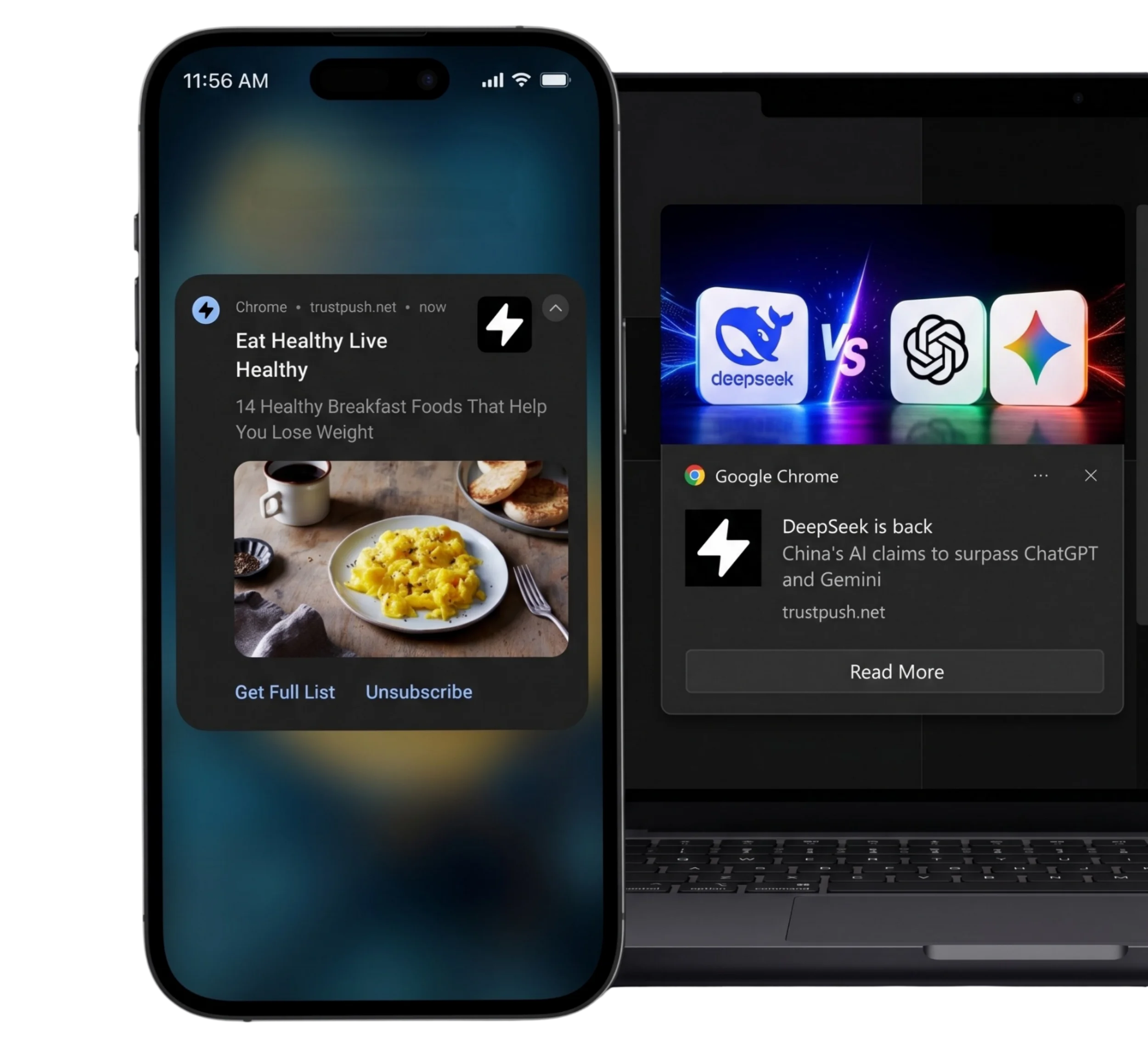 Trust Push notification mockup dark